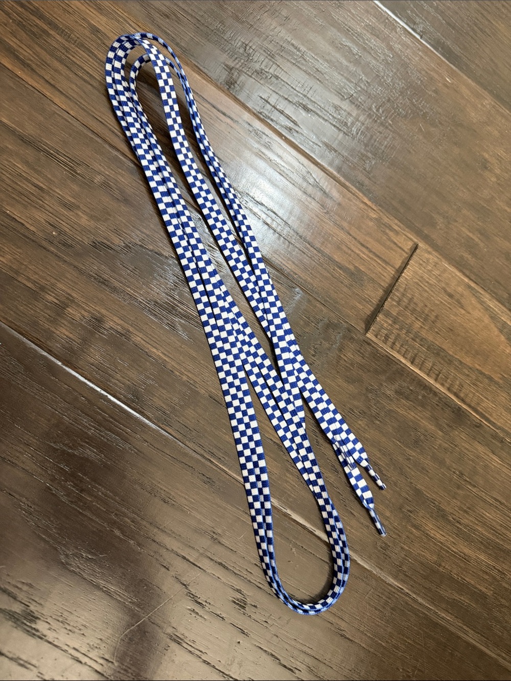 New Blue and White Checked Sneaker Shoelaces 55 Inch Gingham Pattern